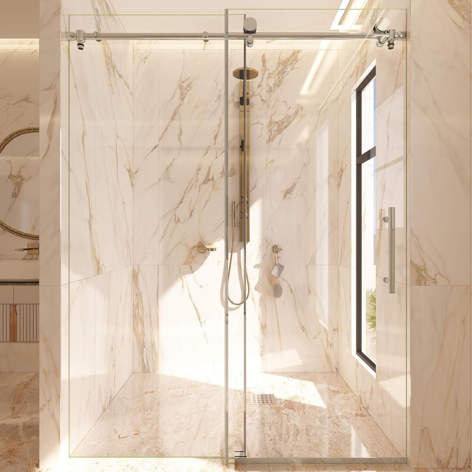 Frameless Single Sliding Shower Door 5/16" Thick Glass 60 X 72