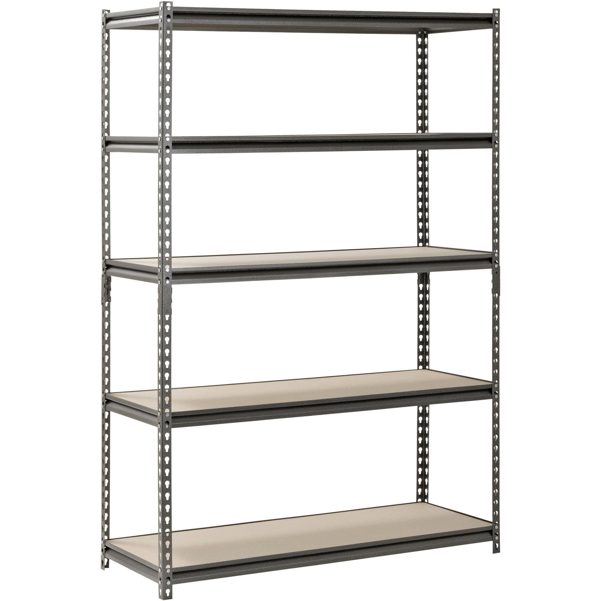 Heavy-Duty Silver 5-Shelf Steel Garage Storage Rack