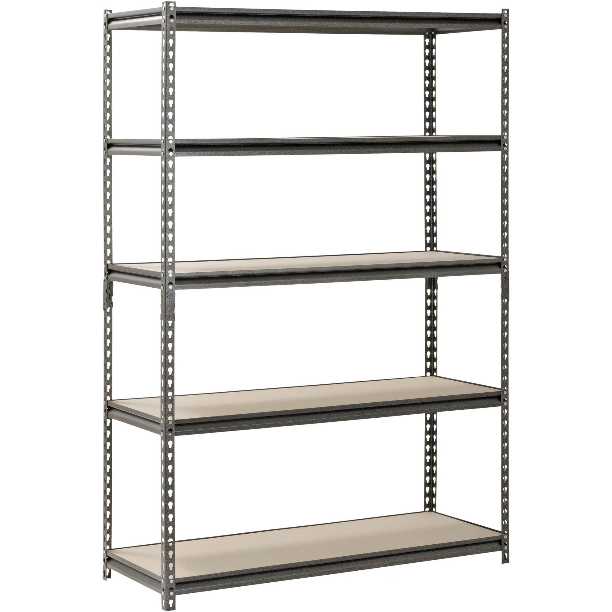 Muscle Rack 5- Shelf Metal Garage Storage Shelving Unit In Sliver Vein (48"W x 24"D x 72"H