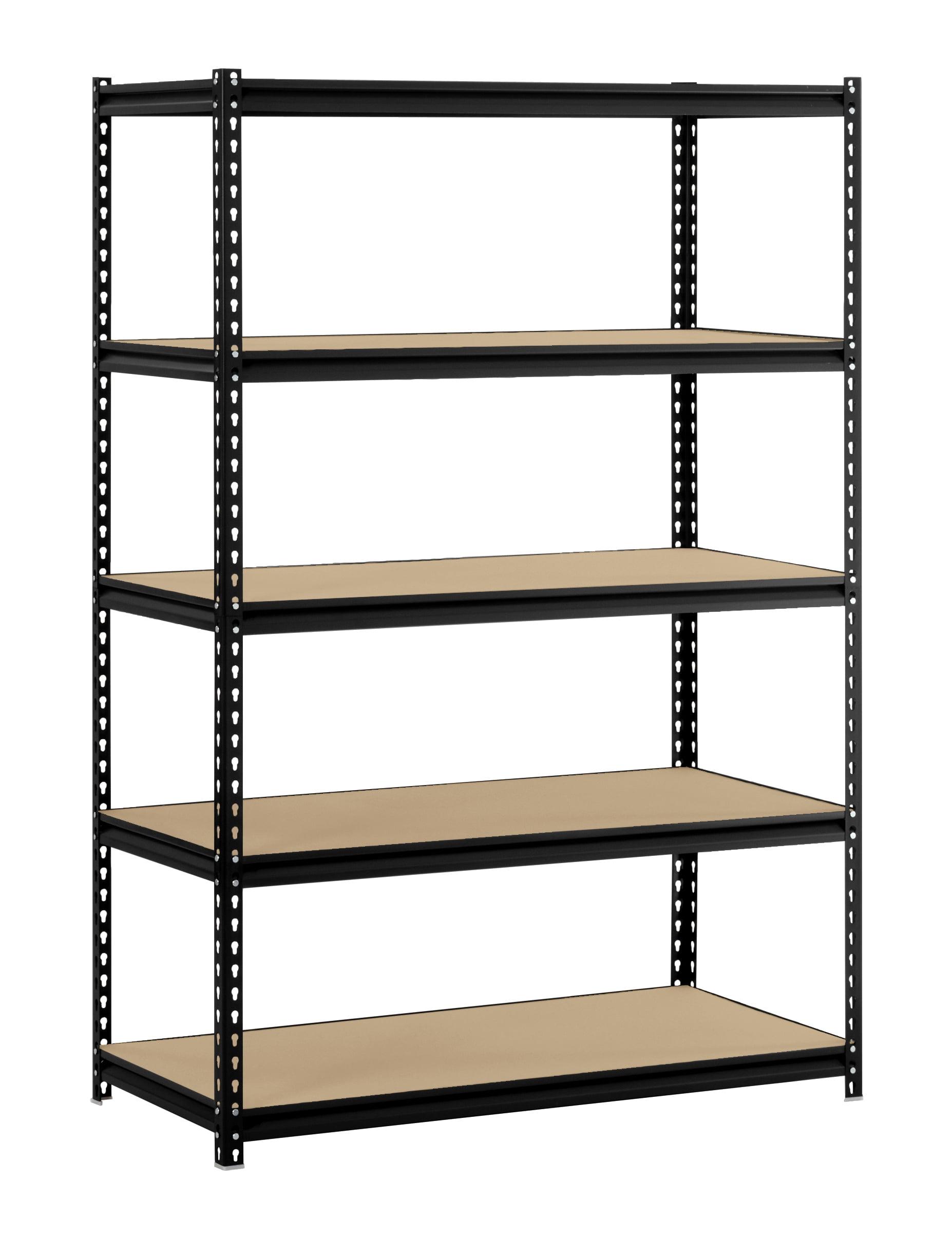 Black Steel 5-Shelf Adjustable Storage Rack, 48"W x 24"D x 72"H