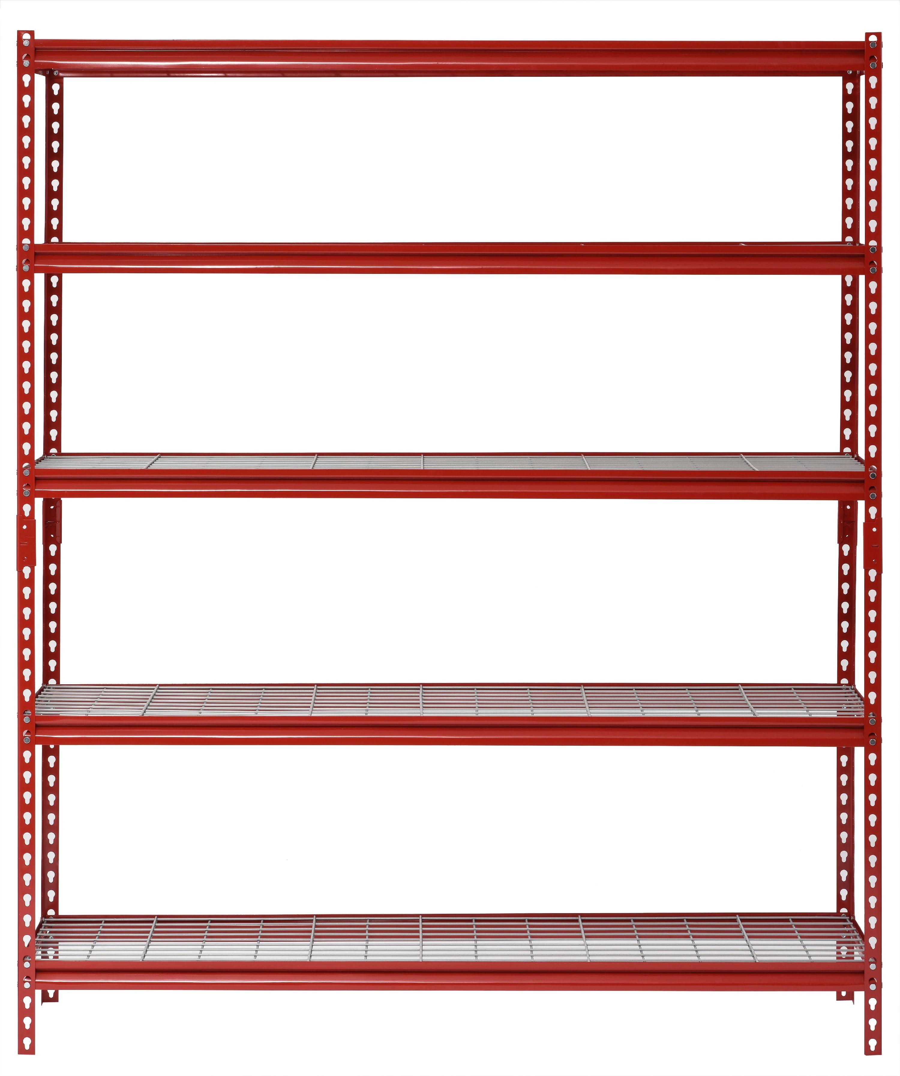 Red Heavy-Duty 5-Tier Steel Garage Shelving Unit