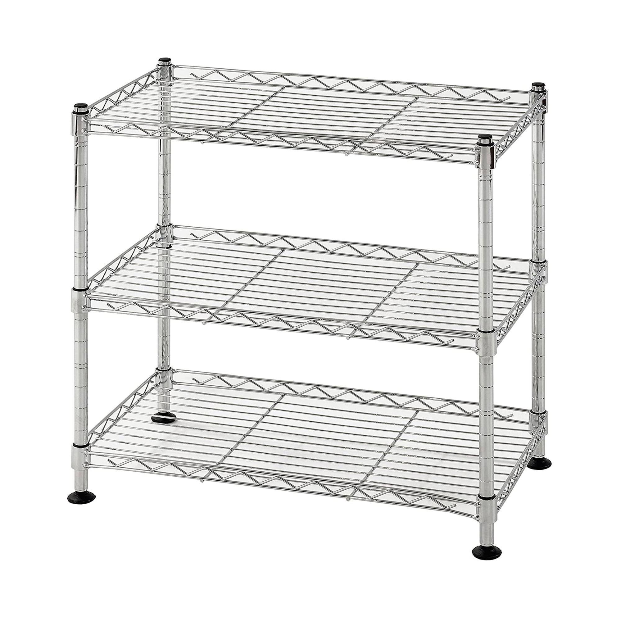 Chrome Adjustable 3-Tier Wire Utility Storage Shelf