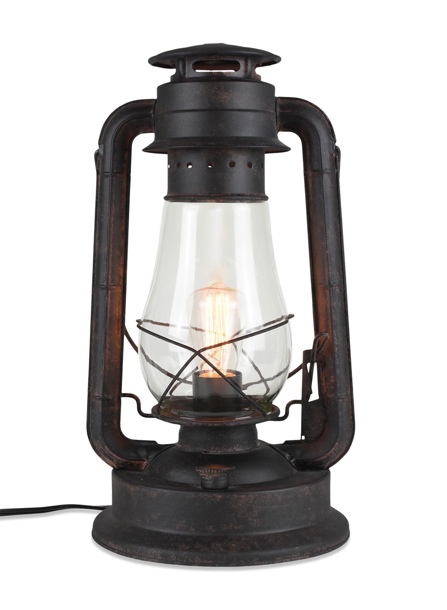 Muskoka Lifestyle Products Rustic Farmhouse Lantern Table Lamp: Dimmable, Edison Bulb, Line Cord Dimmer - Large Body, Rustic Finish, UL USA/ULC Canada Safety Listed USA