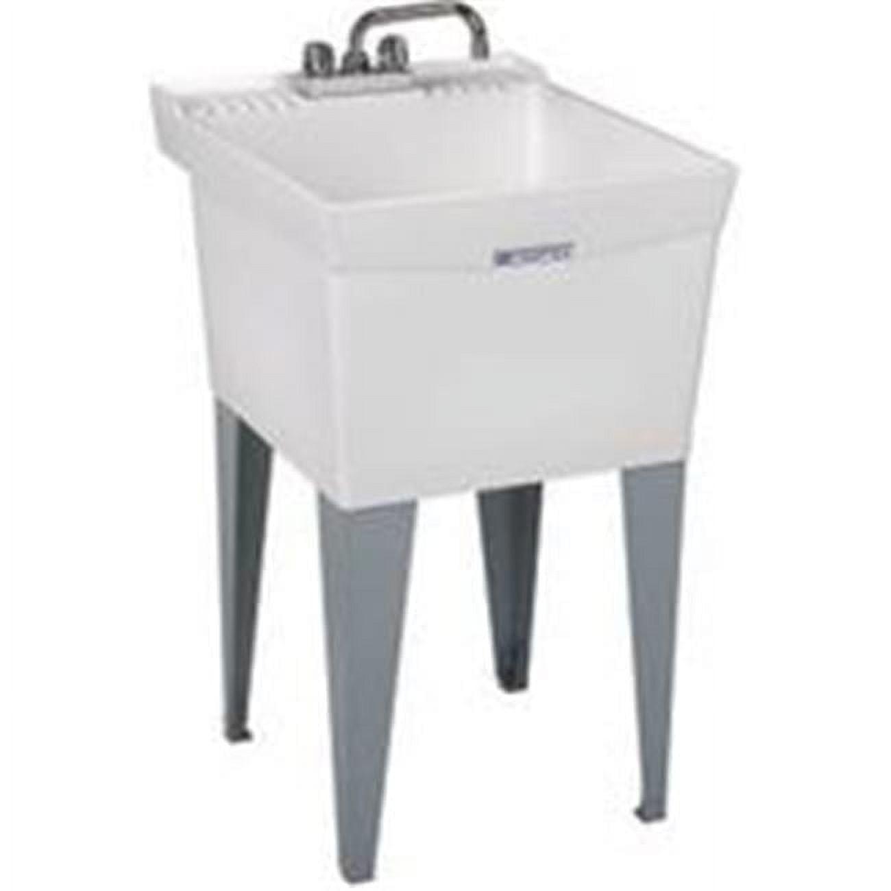 Mustee White Freestanding Utility Tub Kit with Faucet