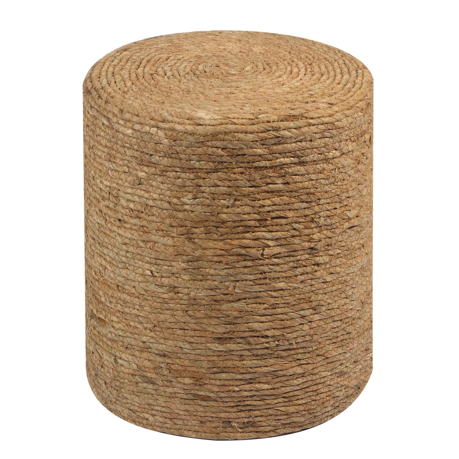 Mxfurhawa Pouf Ottoman Round Patio Foot Stool Outdoor, Natural Seagrass