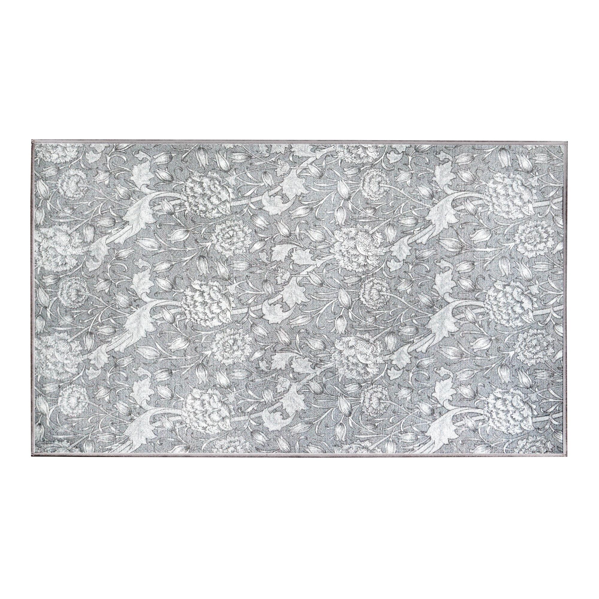 Kalini Gray Floral Flatweave Washable Rug 3' x 5'