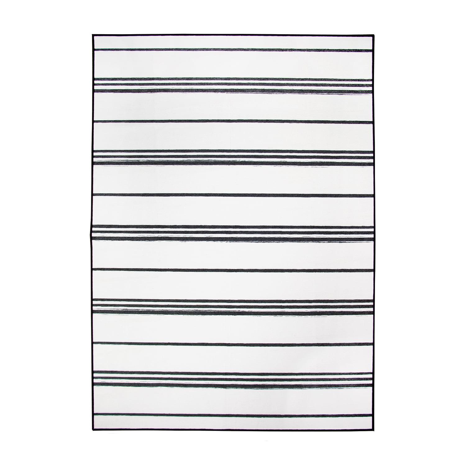 Stripe Black And White Washable Striped Rug