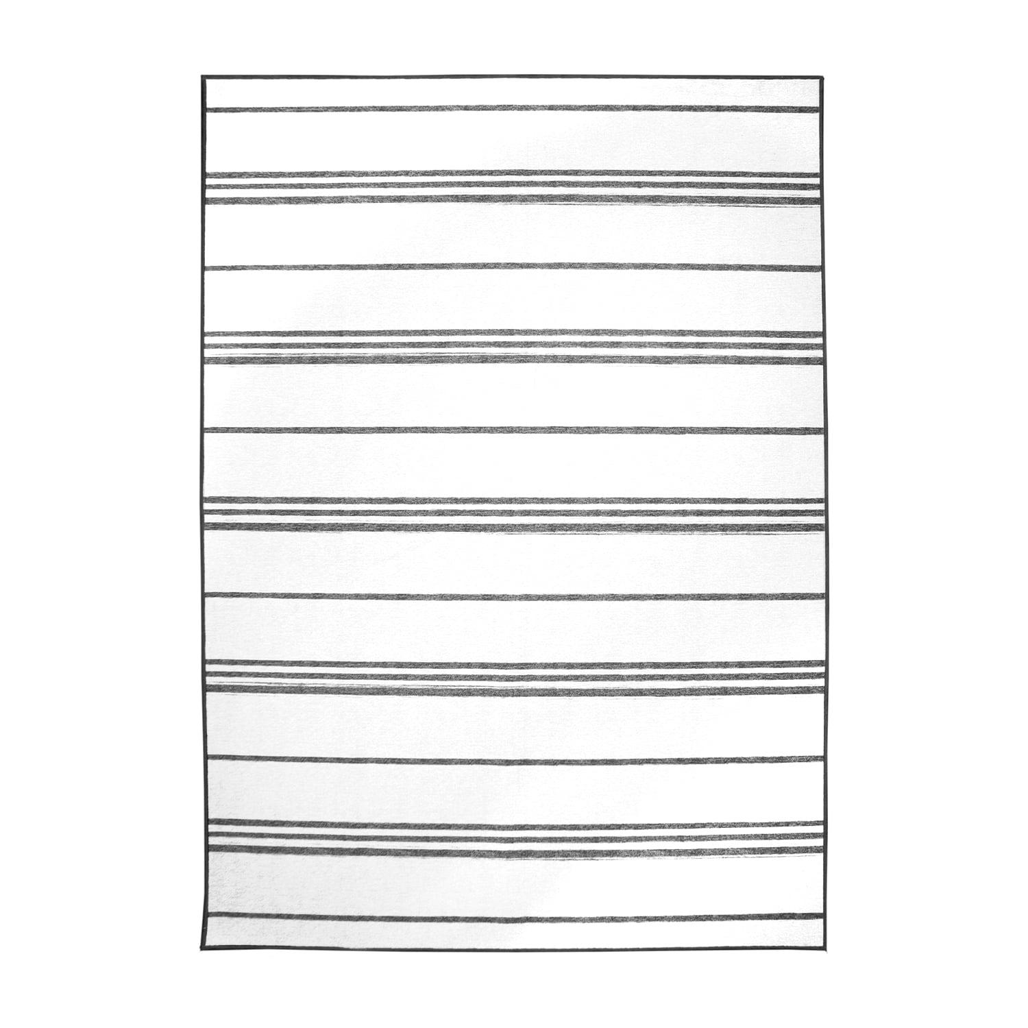 Stripe Grey And White Washable Striped Rug