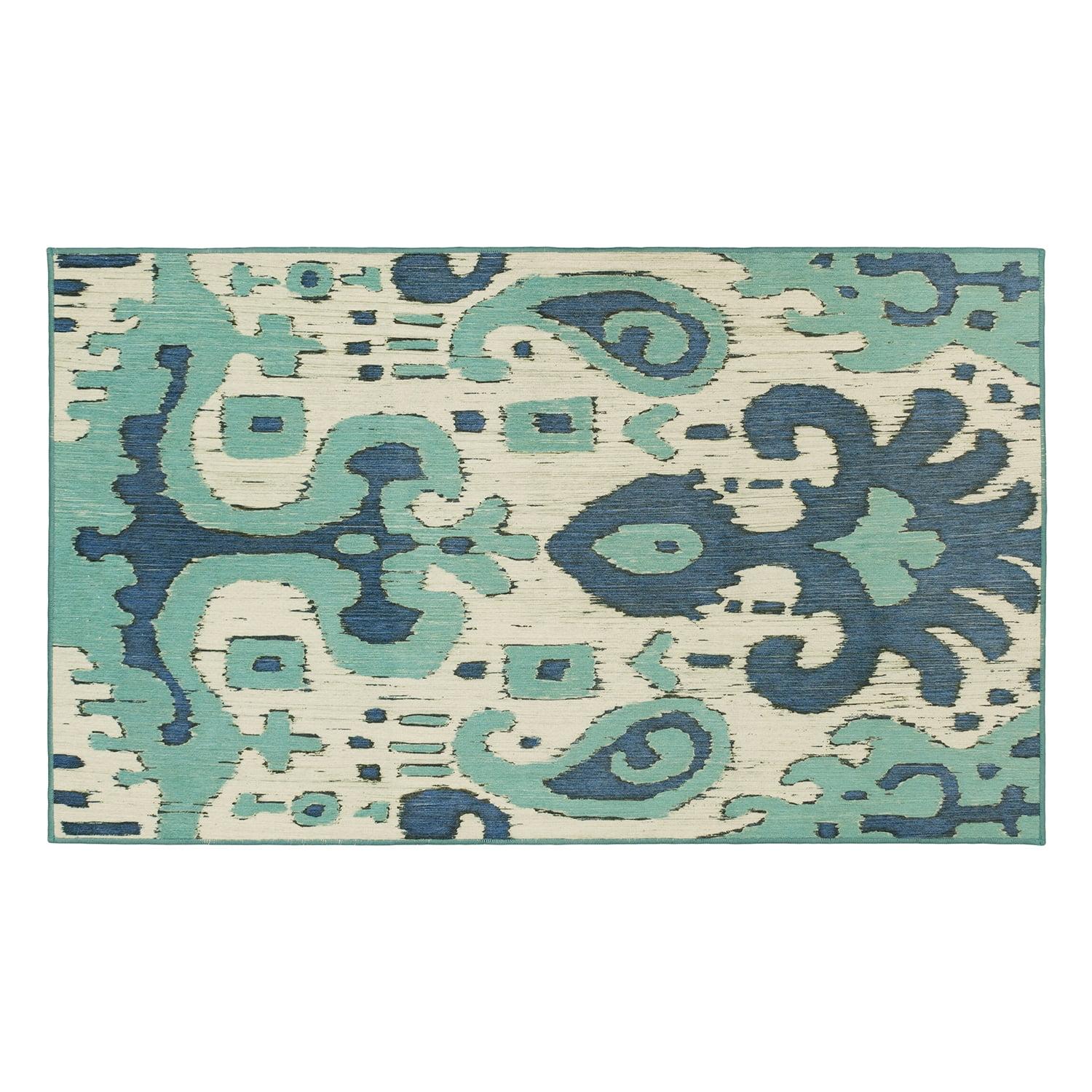 Ochre Ikat Steel Blue Ikat Rug