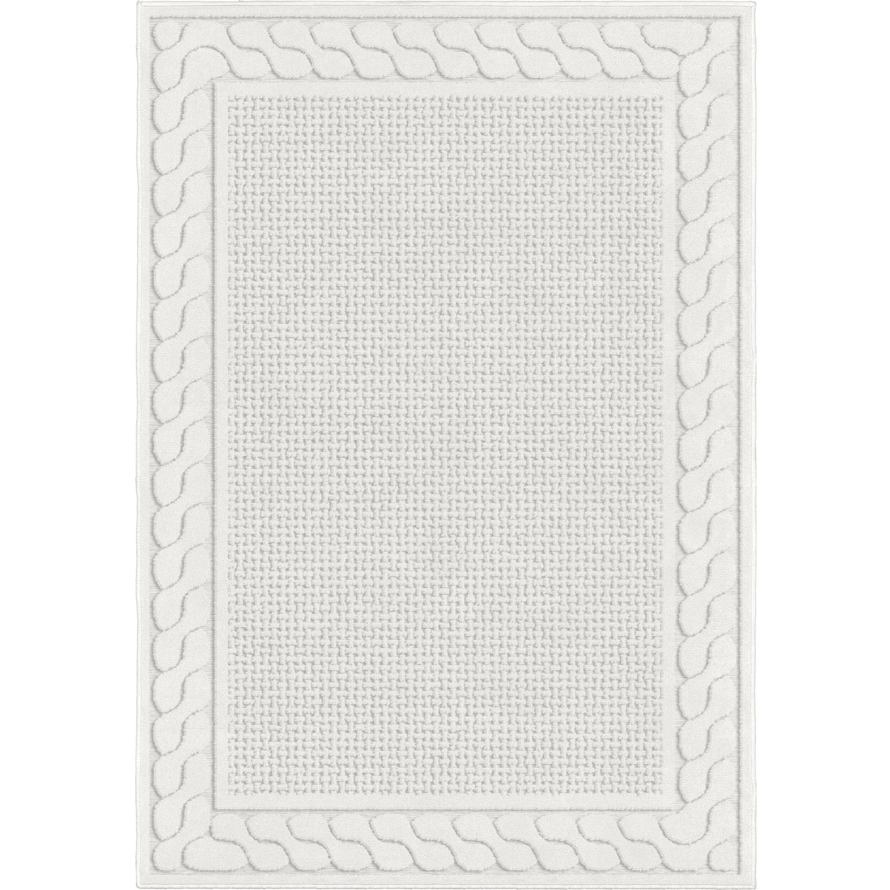 Ivory Braided Rectangular Synthetic 4' x 6' Area Rug