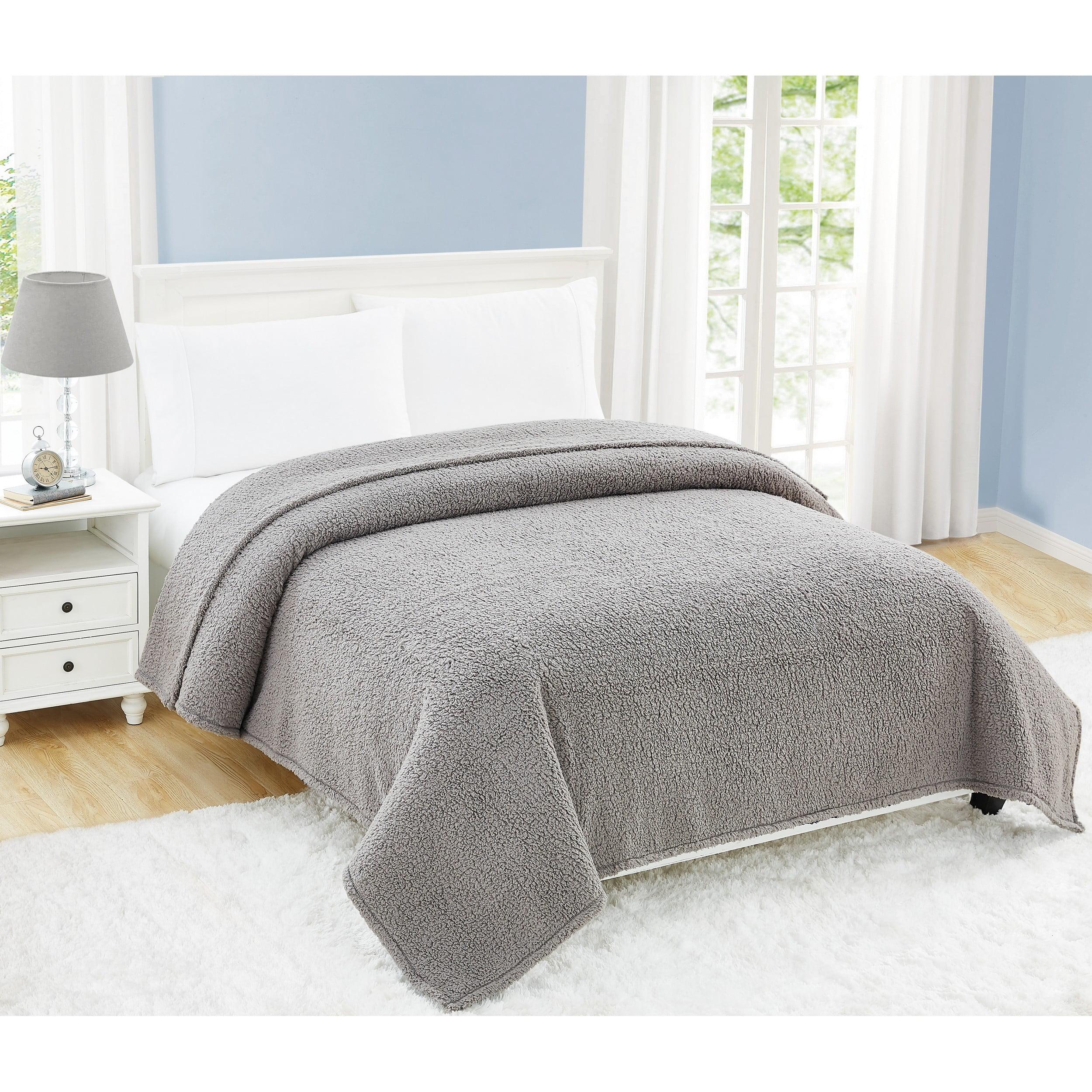 My World Twin XL Cloud Faux Shearling Blanket Gray: Cozy, All Ages, Machine Washable, Non-Woven Fabric