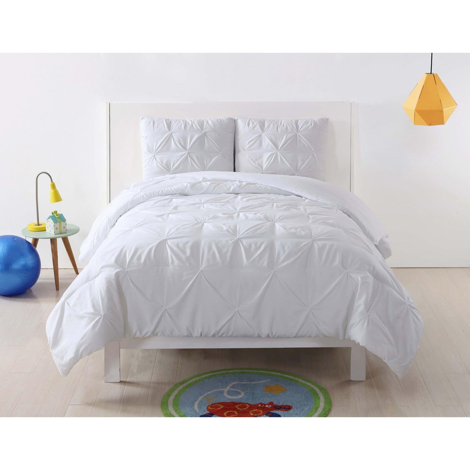 White Pintuck Twin XL Jersey Bedspread Cover Set