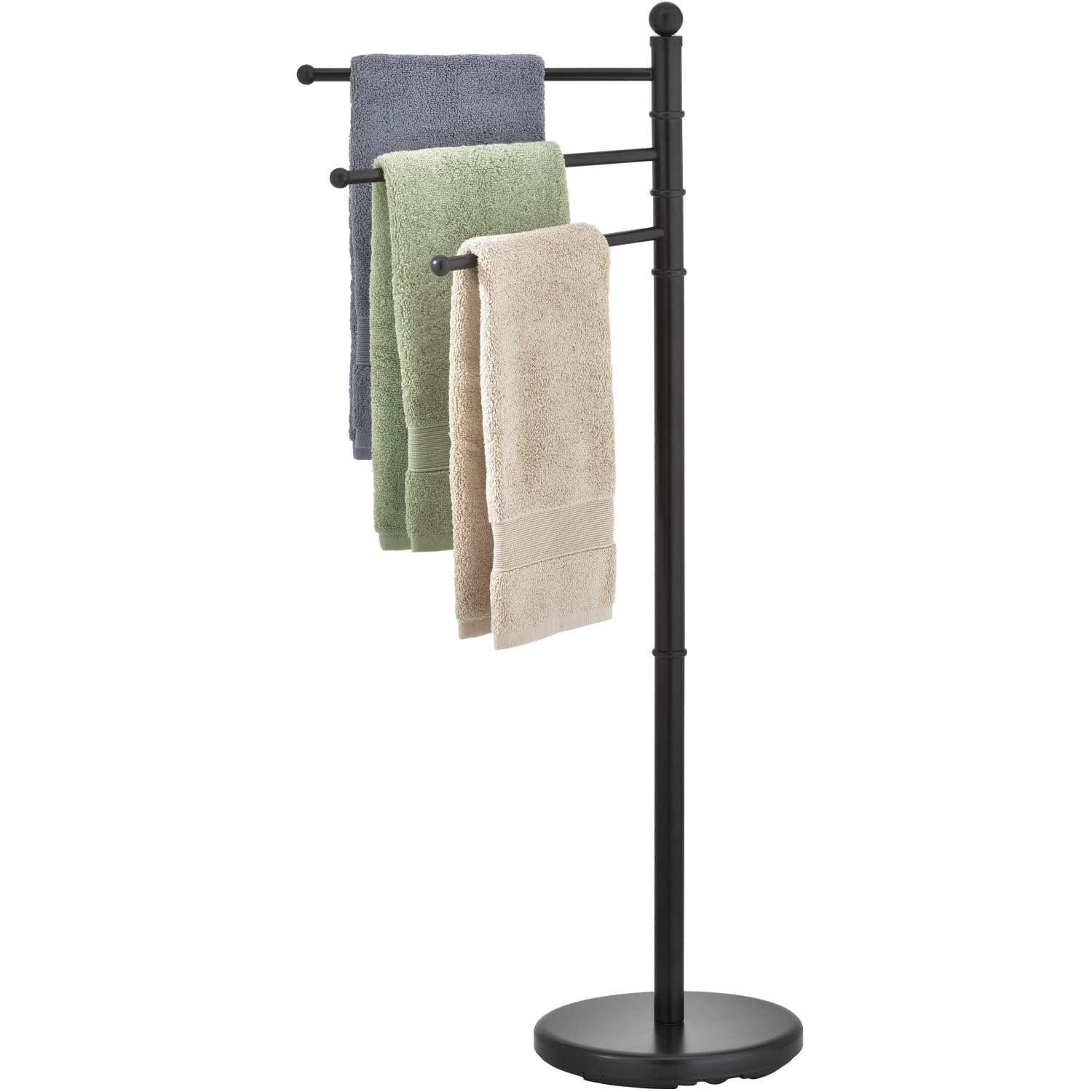 Matte Black Freestanding Towel Rack with 3 Swivel Arms