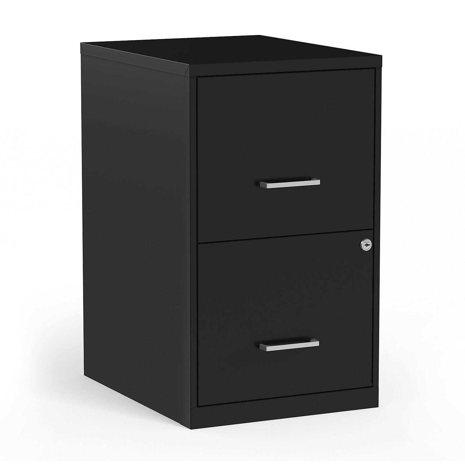 Black Metal 2-Drawer Lockable Vertical Filing Cabinet