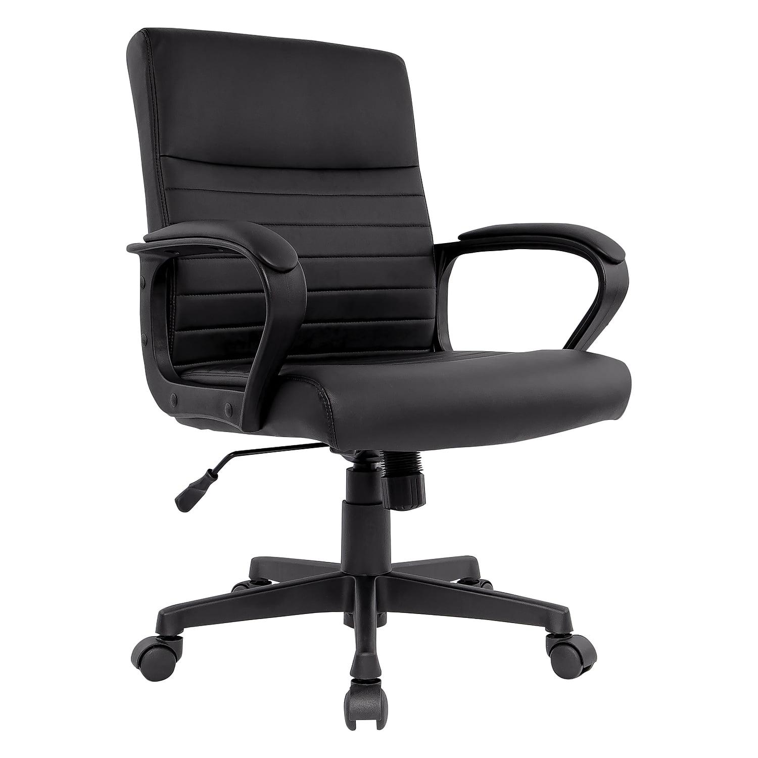 24396771 Leather Mid-Back Manager Chair, Black