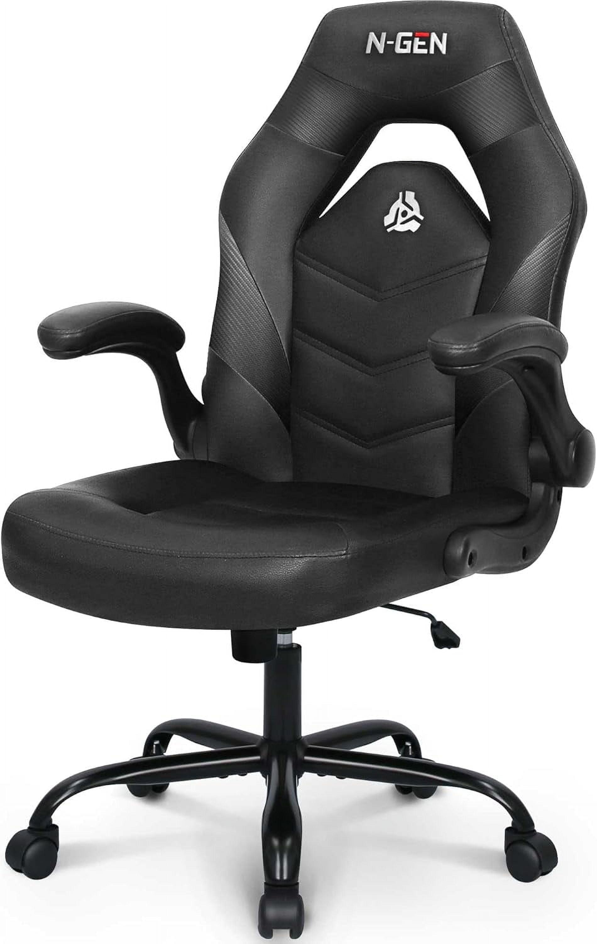 Neo Chair N-GEN Adjustable Ergonomic Faux Leather Swiveling PC & Racing Game Office Desk Chair with Flip-Up Arms