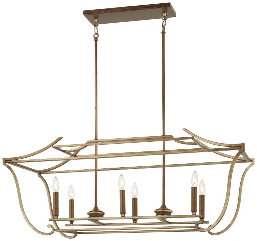 Magnolia Manor Pale Gold & Distressed Bronze 6-Light Crystal Chandelier