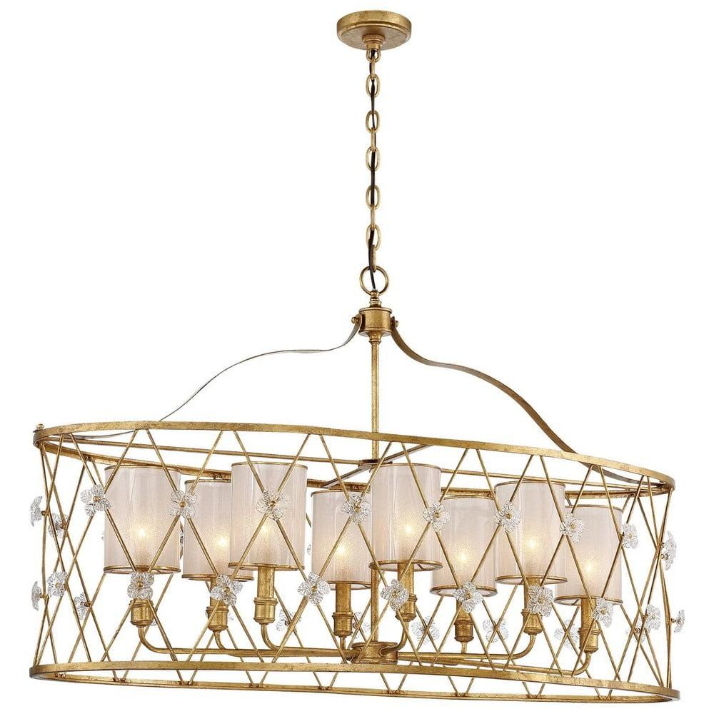 Elara Gold 8-Light Modern Glass Island Pendant