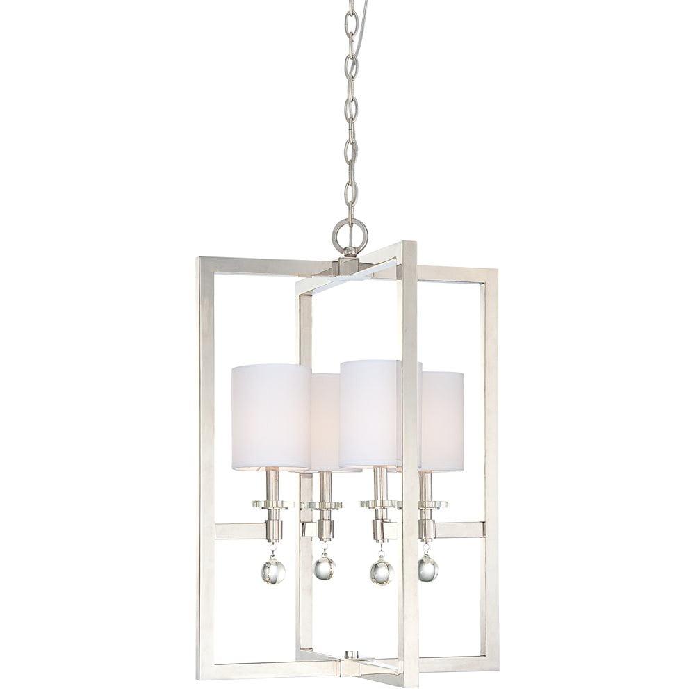 Polished Nickel 4-Light Chandelier with Eidolon Crystal Accents