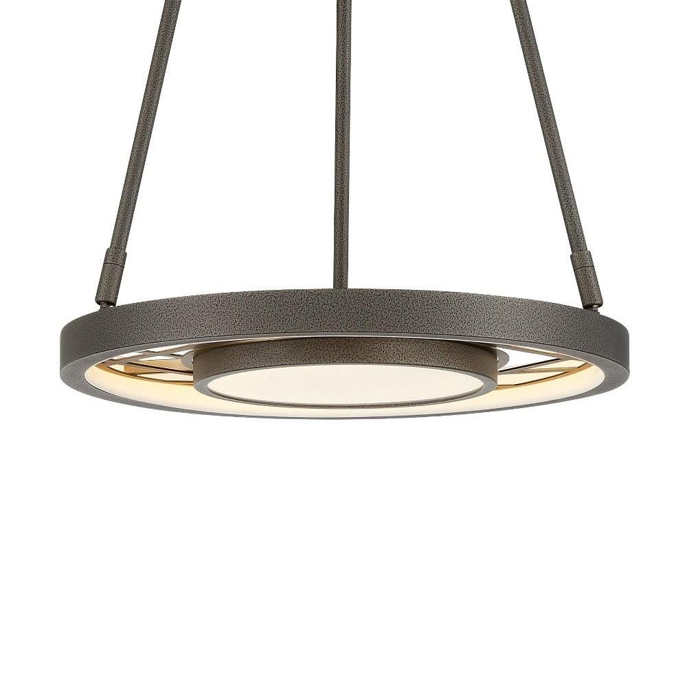 Tribeca Smoked Iron and Soft Brass 1-Light LED Drum Pendant