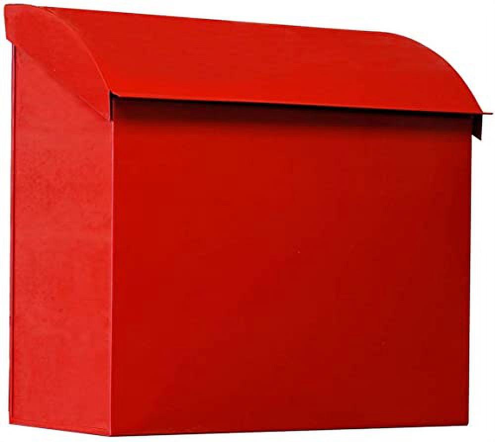 NACH Baxter High Capacity Parcel Mailbox - Wall Mount Mailboxes for Outside, Rust Resistant Galvanized Metal Mailbox - Red Mailbox- 12.4”x7.1”x11.8, MB-7000RED