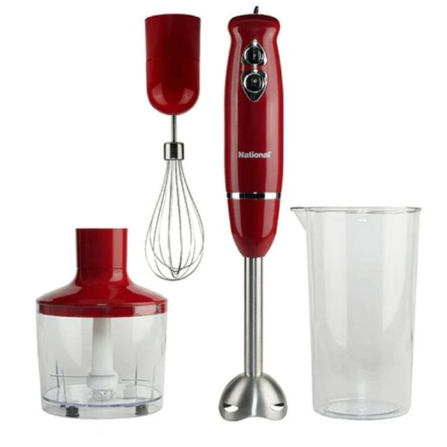 National® 500-Watt Multi-Purpose 4-in-1 Immersion Blender with Attachments (Red)