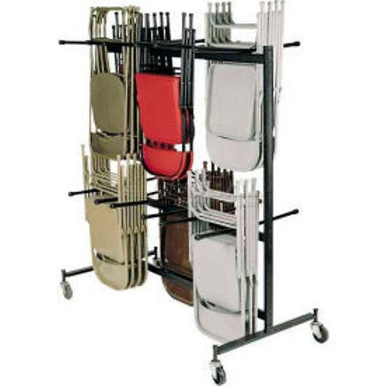 Double-Tier Dark Brown Steel Folding Chair Cart