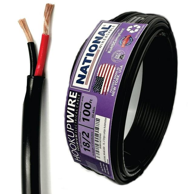 NATIONAL Wire&Cable - Premium Electrical Wire - 18 Gauge 2 Conductors - 100Ft - Made in USA