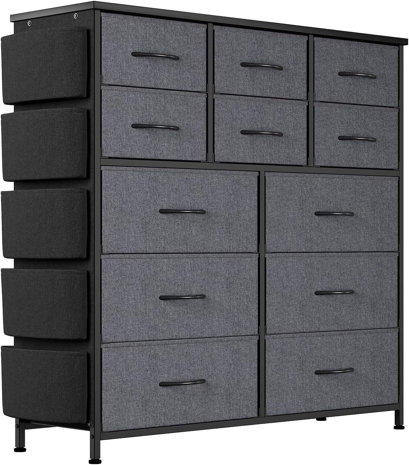 12 Drawers Versatile Drawer Dresser Organizer with Side Pockets - Clutter-Free Living Solution for Any Room