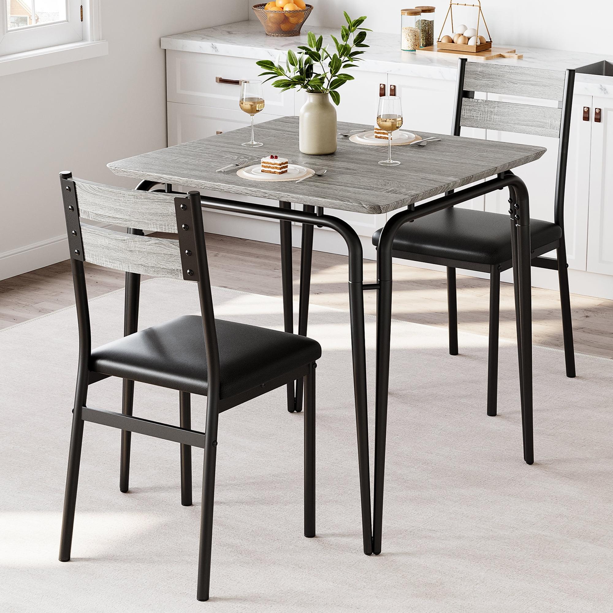 Small Kitchen Table for 2,Table and Chairs Set of 2, Dinette Set for 2, Square Dinner Table Set, 3 Piece Kitchen & Dining Room Sets for Small Space, Apartment, Home Office