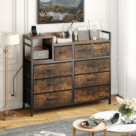 NEILA 9 Drawer Dresser for Bedroom,Dresser TV Stand with Charging Station,Chest of Drawers for Living Room, Bedroom,Hallway,TV Stand