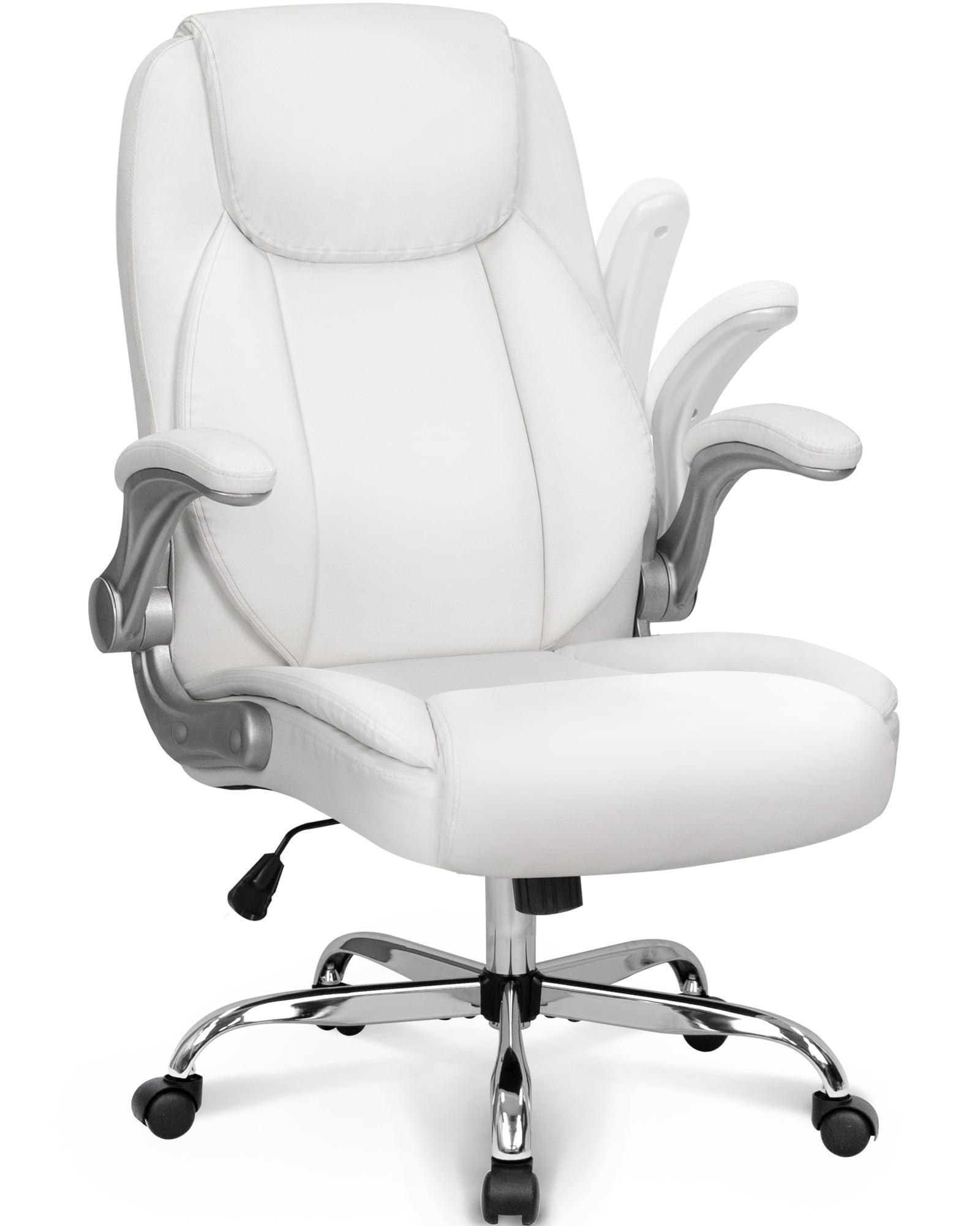 NEO CHAIR executive office chair cushioned ergonomic back support flip-up armrest, White