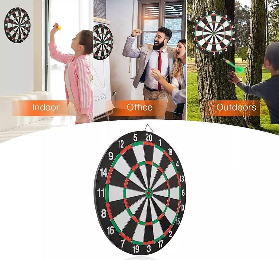 Dartboard Game Set Double Sided Dartboard 16.5"Includes 6 Brass Tipped Darts