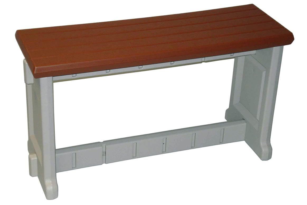 NEW Leisure Accents 36" Long Outdoor Indoor Deck Patio Resin Bench Redwood/Beige