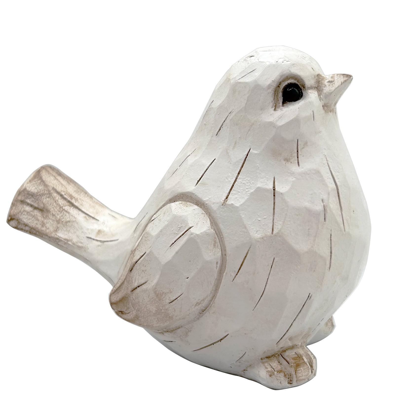 White Textured Resin Bird Figurine for Home Decor