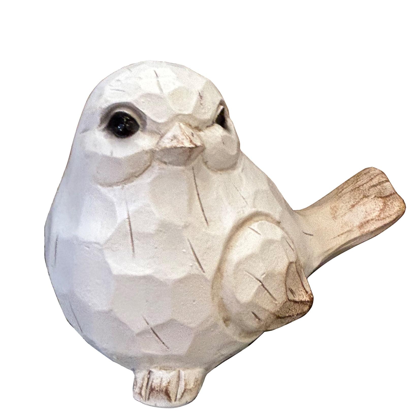 White Textured Resin Bird Figurine for Home Decor