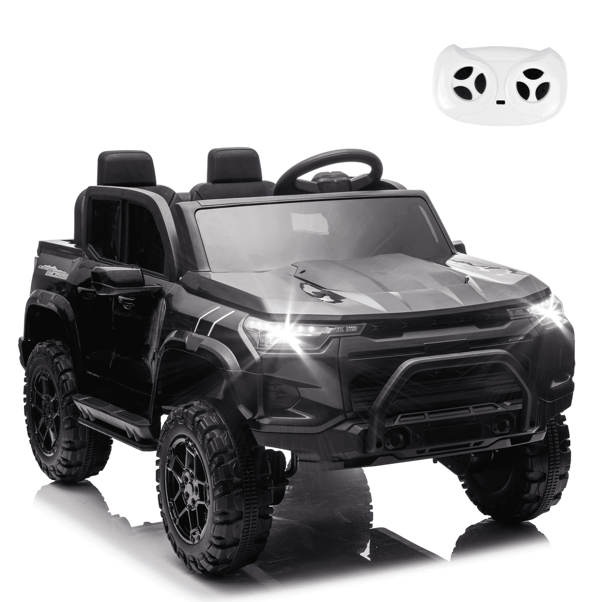 Black 24V 2-Seater Electric Ride-On Truck with Remote Control