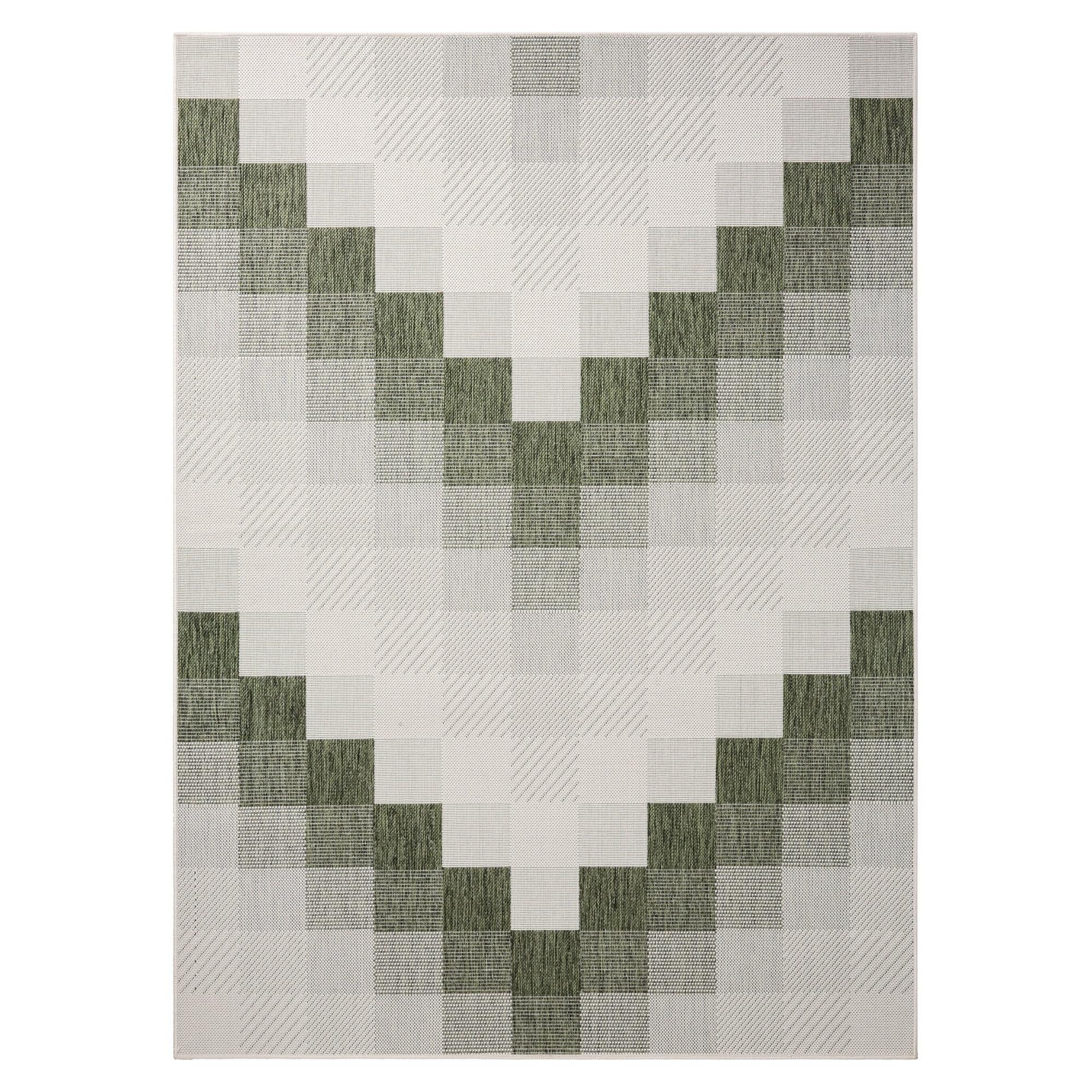 NICOLE MILLER NEW YORK Patio Country Ombre Chevron Outdoor Area Rug, Green/Cream
