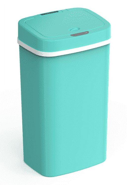 Nine Stars 16L/4.2gal Motion Sensor Oder Control via Removable Inner Flaps Trash Can Turquoise: Slim Indoor Kitchen Pail