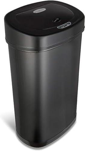 Nine Stars 13.2 Gallon Trash Can, Motion Sensor Kitchen Trash Can, Black Stainless Steel