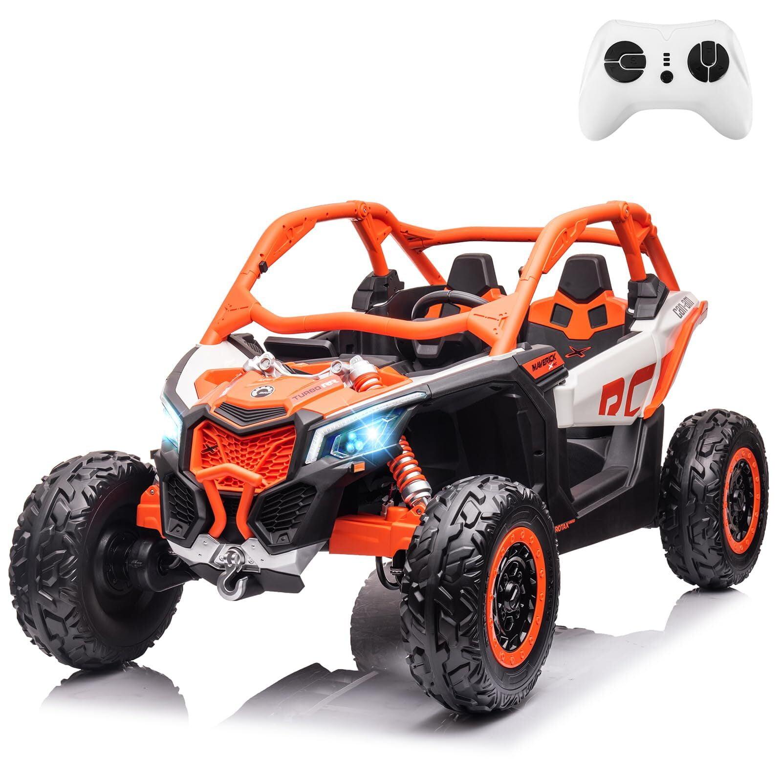 NITIVINK 2 Seater Ride on UTV Car, Licensed Can-Am Electric Off-Road Car, 4WD Kids Truck w/Remote Control, 2 * 24V 7AH Batteries, 4 * 200W Motor, Orange