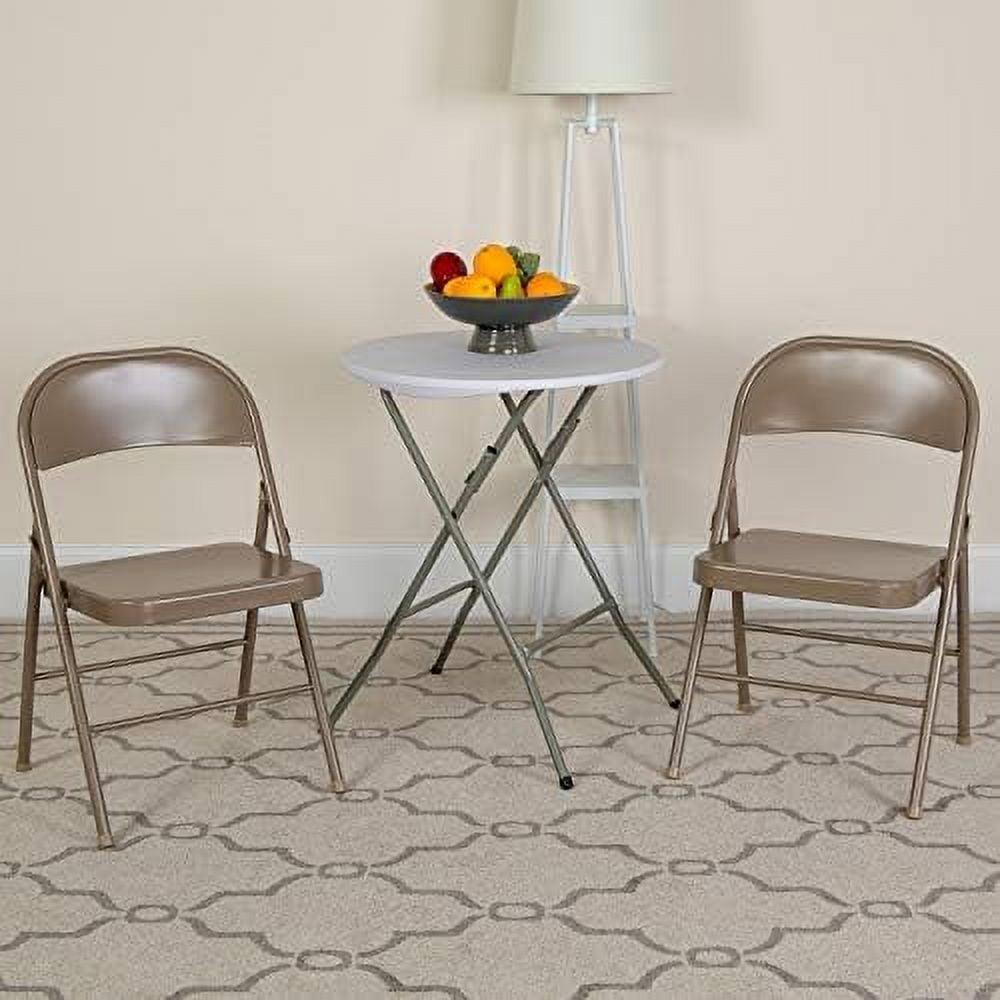 Hercules Series Premium Beige Metal Folding Chair, Double Braced, 2-Pack