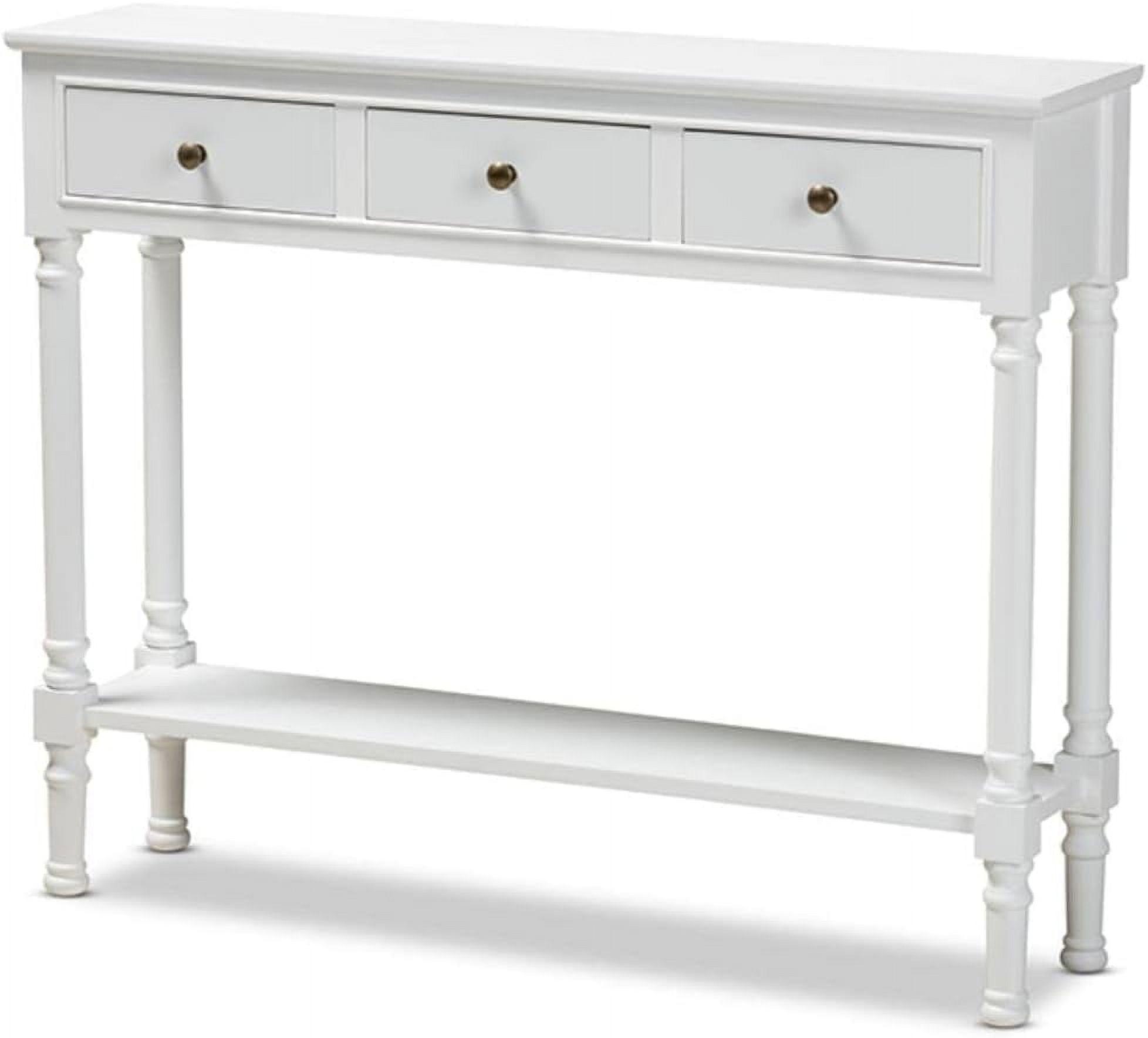 Calvin 3-Drawer White Wood & Metal Entryway Console Table with Storage