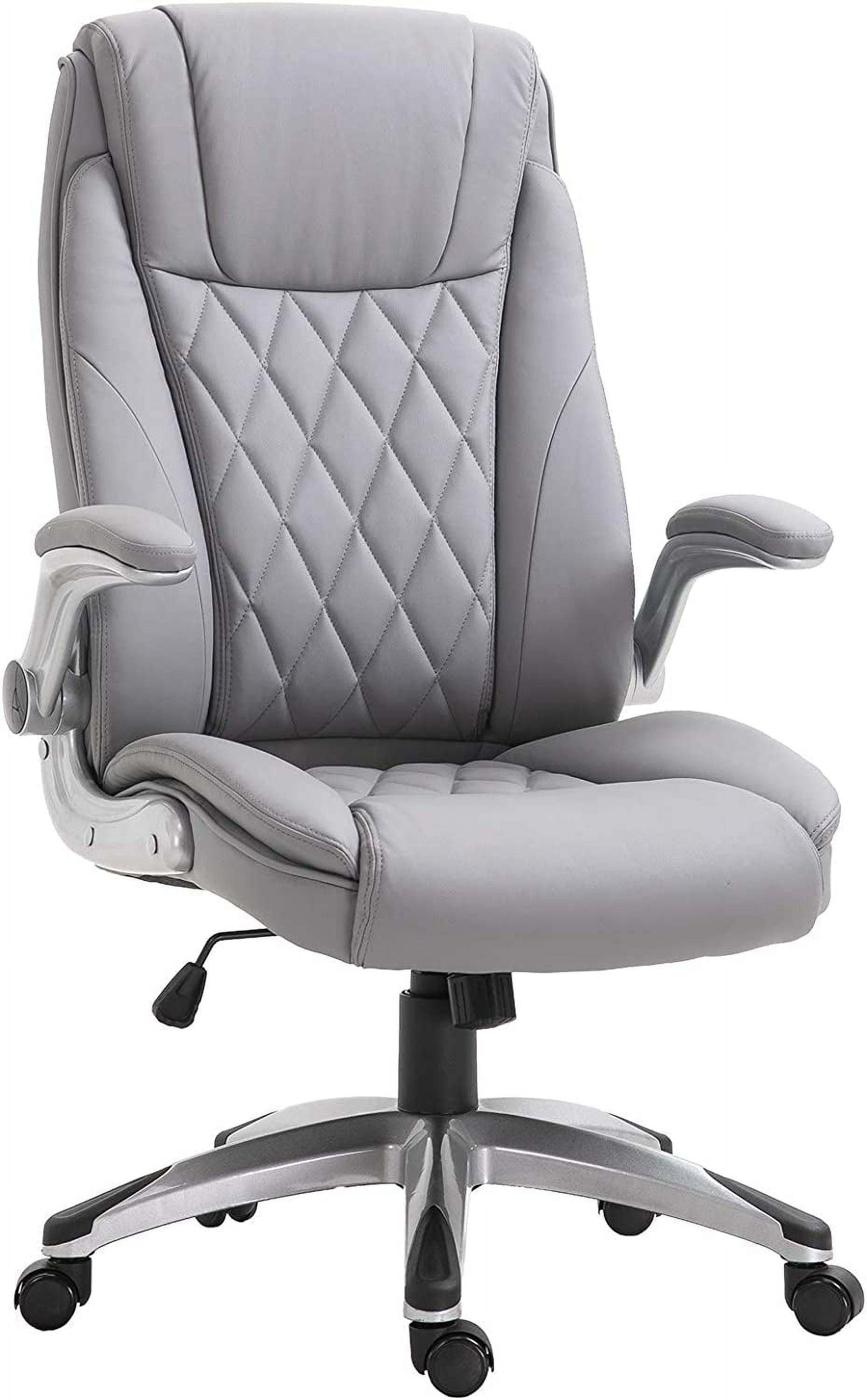 Gray Luxe Ergonomic High-Back Swivel Office Chair with Adjustable Arms