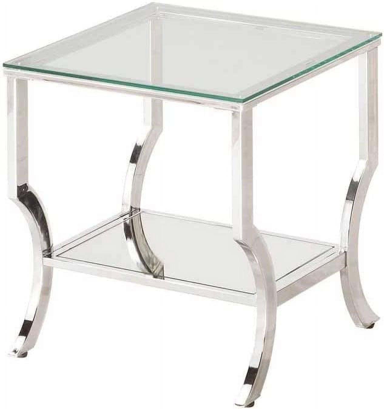 NLIBOOMLife Square End Table with Mirrored  Chrome / Tempered Glass 720337