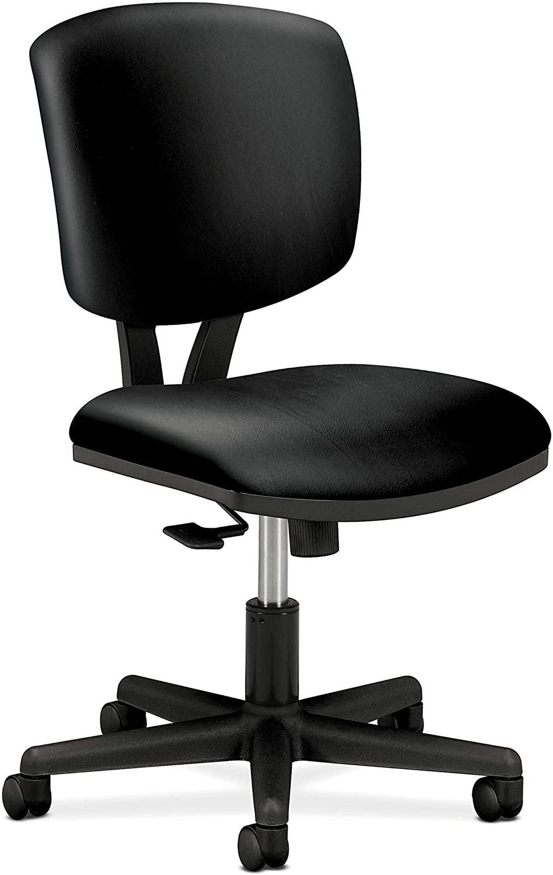 ErgoFlex Black Leather Swivel Task Chair with Lumbar Support