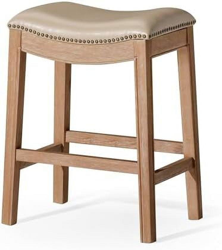 Maven Lane Adrien Saddle Barstool with Vegan Leather Upholstery