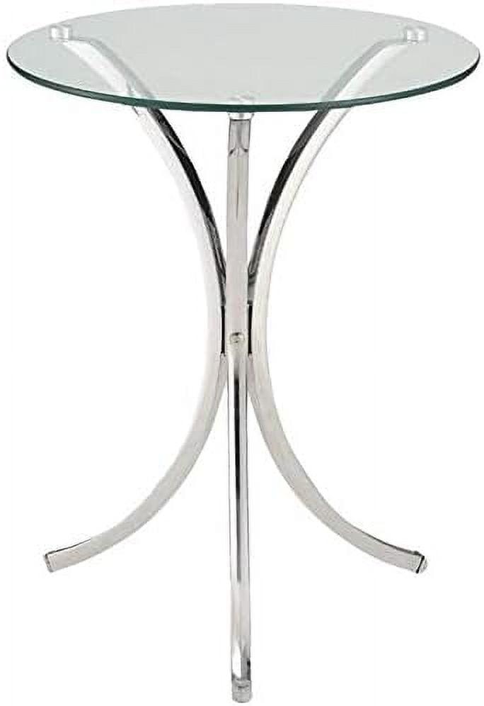 Sleek 18" Round Chrome & Glass Modern Accent End Table