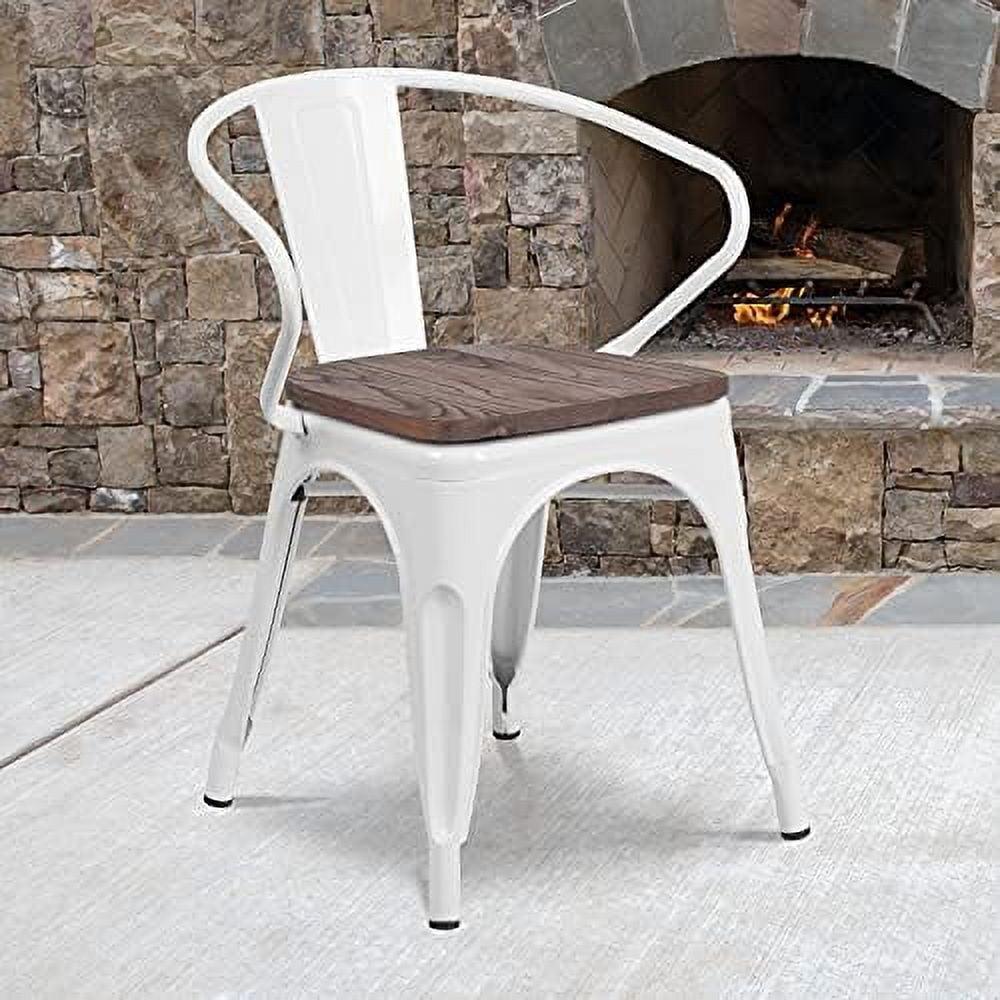 Flash Furniture Metal Chair with Wood Seat and Arms