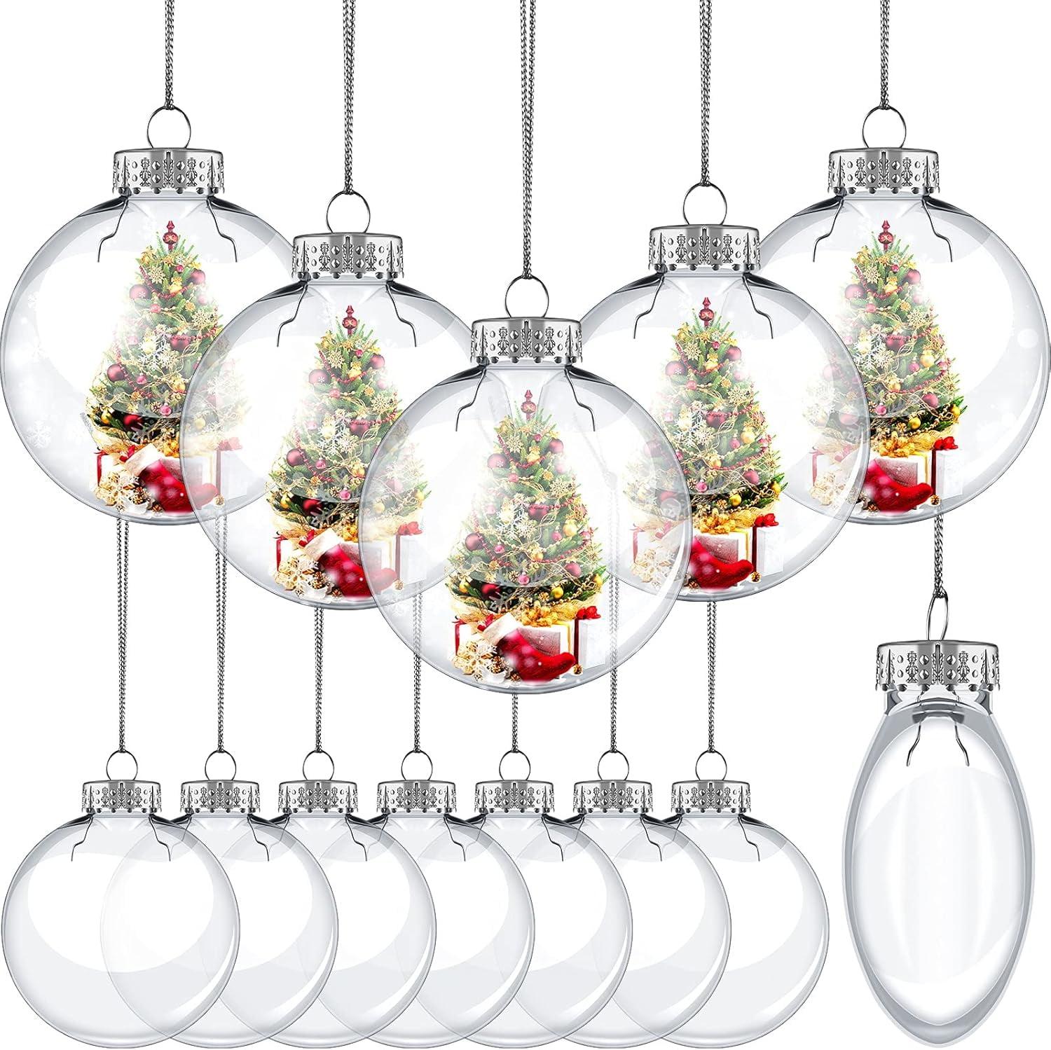 NOGIS 12 PCS 3.15 Inch Clear Ornaments Balls, Christmas DIY Fillable Ball Transparent Ball Baubles Crafts for Party Favor Wedding Christmas Birthday Home Decor